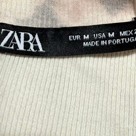 Zara Short Sleeve Tie Dye Shirt Ribbed Crew Neck Top Women's Size Medium NWOT - Picture 5 of 7